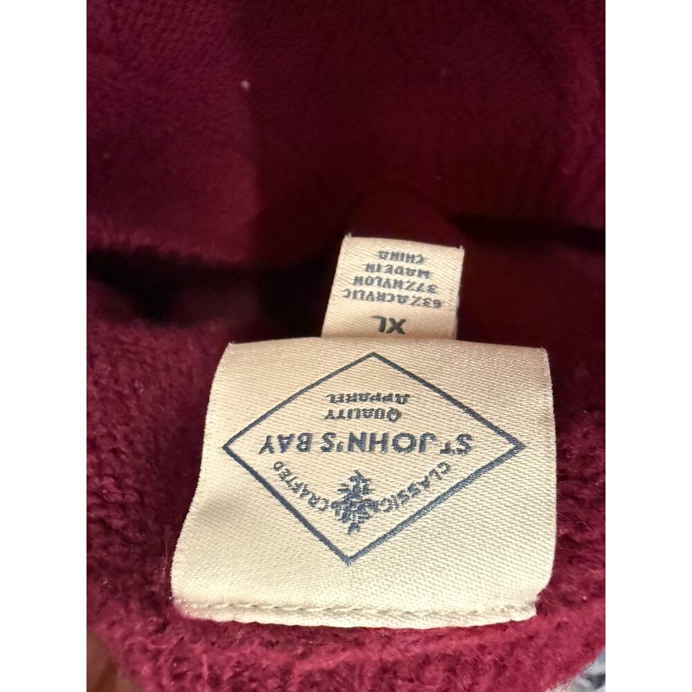 St John's Bay Women XL Maroon red Criss Cross Pattern Sweater crew neck - Picture 4 of 4